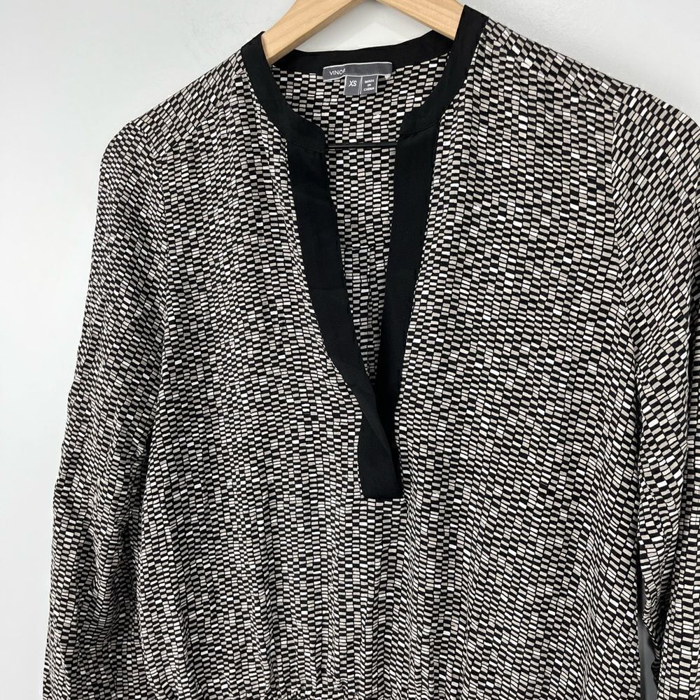 Vince Patterned Drawstring Waist Dress XS - Picture 2 of 7